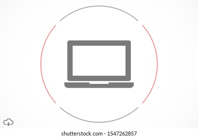 Netbook vector icon. laptop to work icon. Office laptop icon. Laptop for homework icon. Eps 10. Computer laptop. Flat design.