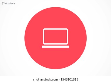 Netbook vector icon. laptop to work icon. Office laptop icon. Laptop for homework icon. Eps 10. Computer laptop. Flat design.