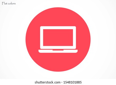 Netbook vector icon. laptop to work icon. Office laptop icon. Laptop for homework icon. Eps 10. Computer laptop. Flat design.