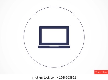 Netbook vector icon. laptop to work icon. Office laptop icon. Laptop for homework icon. Eps 10. Computer laptop. Flat design.