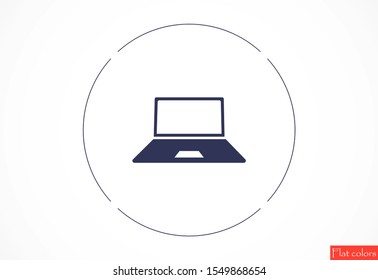 Netbook vector icon. laptop to work icon. Office laptop icon. Laptop for homework icon. Eps 10. Computer laptop. Flat design.