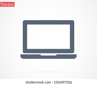 Netbook vector icon. laptop to work icon. Office laptop icon. Laptop for homework icon. Eps 10. Computer laptop. Flat design.