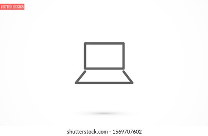 Netbook vector icon. laptop to work icon. Office laptop icon. Laptop for homework icon. Eps 10. Computer laptop. Flat design.