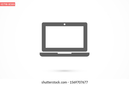 Netbook vector icon. laptop to work icon. Office laptop icon. Laptop for homework icon. Eps 10. Computer laptop. Flat design.