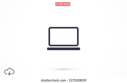 Netbook vector icon. laptop to work icon. Office laptop icon. Laptop for homework icon. Eps 10. Computer laptop. Flat  design.