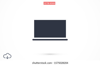 Netbook vector icon. laptop to work icon. Office laptop icon. Laptop for homework icon. Eps 10. Computer laptop. Flat  design.