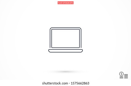 Netbook vector icon. laptop to work icon. Office laptop icon. Laptop for homework icon. Eps 10. Computer laptop. Flat design.