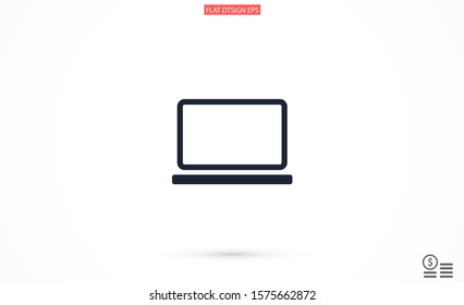Netbook vector icon. laptop to work icon. Office laptop icon. Laptop for homework icon. Eps 10. Computer laptop. Flat design.