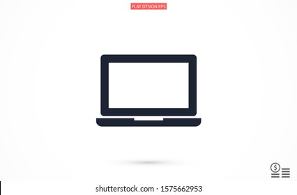 Icono vector de Netbook. icono de portátil para trabajar. Icono del portátil de Office. Icono de portátil para deberes. Eps 10. Computadora portátil. Diseño plano.