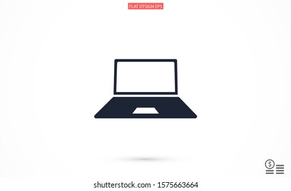 Netbook vector icon. laptop to work icon. Office laptop icon. Laptop for homework icon. Eps 10. Computer laptop. Flat design.