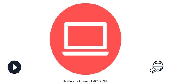 Netbook vector icon. laptop to work icon. Office laptop icon. Laptop for homework icon. 