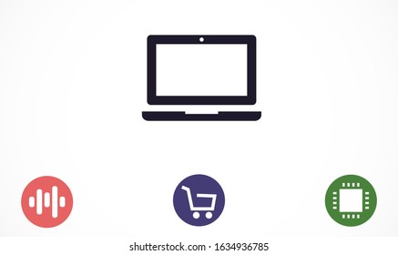 Netbook vector icon. laptop to work icon. Office laptop icon. Laptop for homework icon. Eps 10. Computer laptop. Flat design.