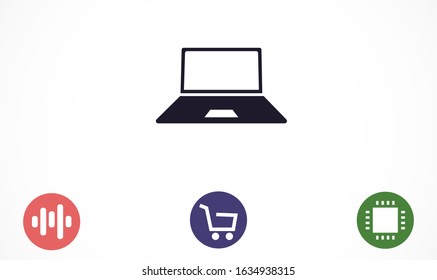 Netbook vector icon. laptop to work icon. Office laptop icon. Laptop for homework icon. Eps 10. Computer laptop. Flat design.