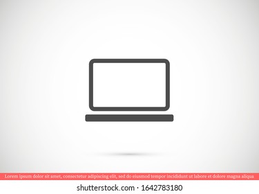 Netbook vector icon. laptop to work icon. Office laptop icon. Laptop for homework icon. Eps 10. Computer laptop. Flat design.