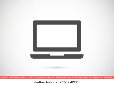 Netbook vector icon. laptop to work icon. Office laptop icon. Laptop for homework icon. Eps 10. Computer laptop. Flat design.