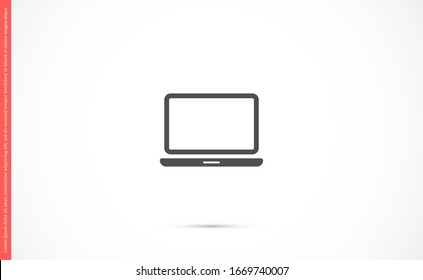 Netbook vector icon. laptop to work icon. Office laptop icon. Laptop for homework icon. Eps 10. Computer laptop. Flat design.