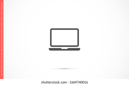 Netbook vector icon. laptop to work icon. Office laptop icon. Laptop for homework icon. Eps 10. Computer laptop. Flat design.