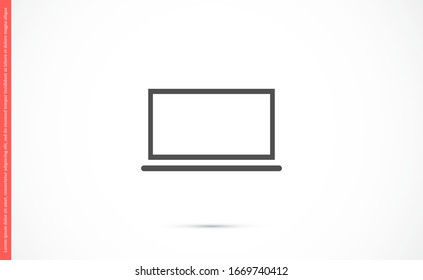 Netbook vector icon. laptop to work icon. Office laptop icon. Laptop for homework icon. Eps 10. Computer laptop. Flat design.