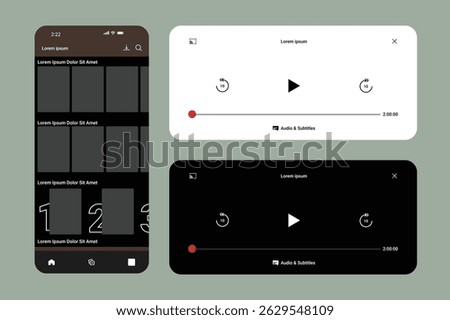 	
Netflix UI mockup template. Streaming platform layout and video player design. Netflix homepage, movie catalog, and user dashboard interface. Website and mobile app mockup for online entertainment.