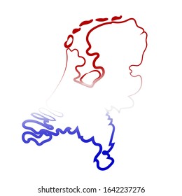 Netherland coloring the contour map. Vector background. Outline