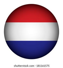 Netherland flag button on a white background. The colors of the original. Vector illustration.