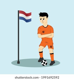 netherland football player cartoon illustration, netherland national football team uniform