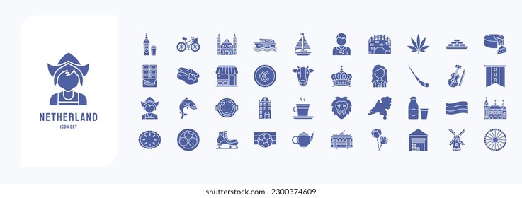 Netherland, including icons like Beer, Bicycle, Canal, Boat and more