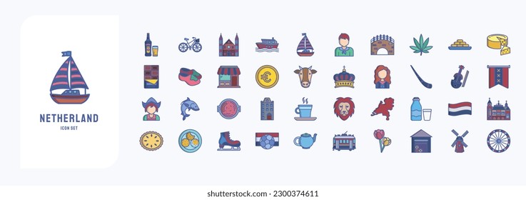 Netherland, including icons like Beer, Bicycle, Canal, Boat and more