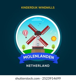 Insignia de Lugar famoso de los Países Bajos, Molinos de viento de Kinderdijk