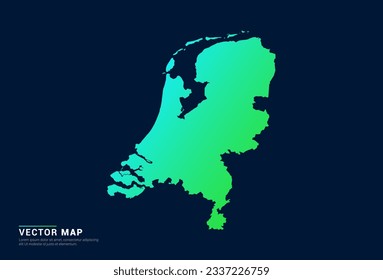 Netherland map of abstract gradient green blue concept with technology light effect vector.