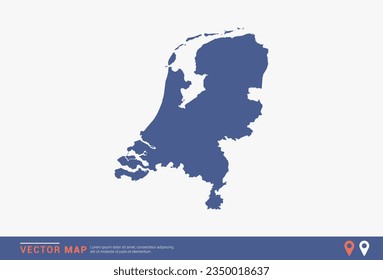 Mapa de Países Bajos - estilo abstracto azul aislado en fondo blanco para infografía, vector de diseño.