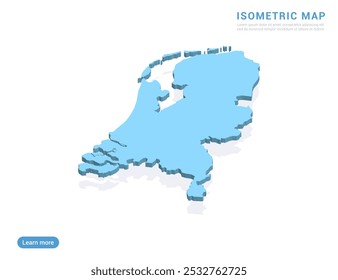 Netherland map blue on white background with isometric vector.