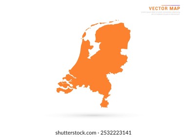 Netherland Map - Orange abstract style isolated on white background vector.