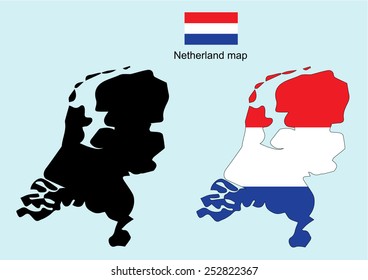 Netherland map vector, Netherland flag vector