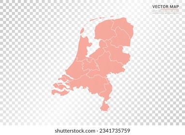 Netherland map vector orange color on transparent background.