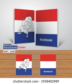 Netherland Notebook Design Mockup - 3D Book Template - National Country Map and Flag - Ready to Print Magazine Cover - Vector