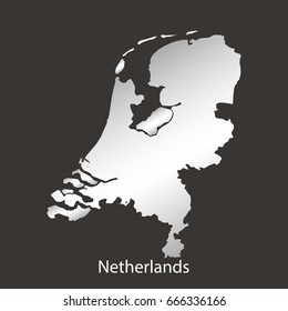 Netherland,Holland map,border with chrome,metal shine gradient. Vector illustration