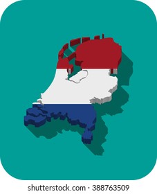 Netherlands - 3D map and flag