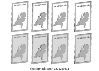 Netherlands 3d map on the postage stamp vector
