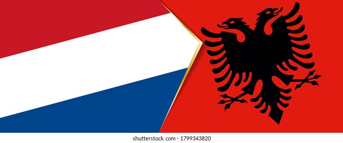 Netherlands and Albania flags, two vector flags symbol of relationship or confrontation.