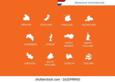 Netherlands all provinces map outline  regions of Holland