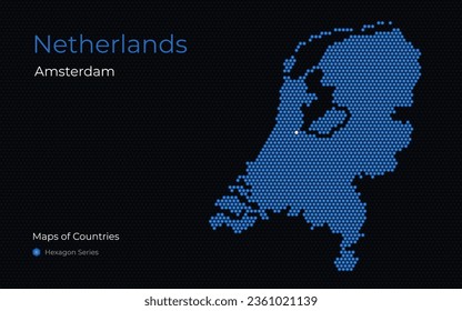 Netherlands, Amsterdam, Holland. Creative vector map. Maps of Countries, Europe, Hexagon Series.