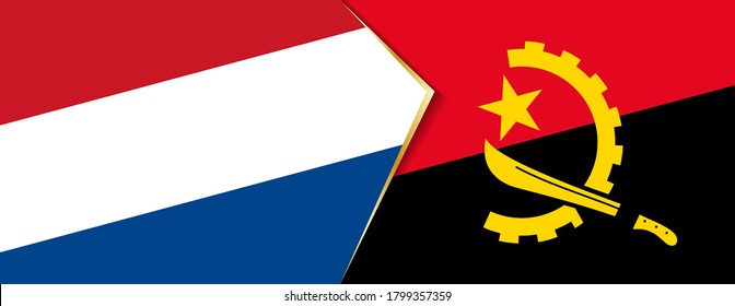 Banderas de los Países Bajos y Angola, dos banderas vectoriales símbolo de relación o enfrentamiento.