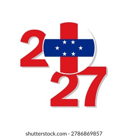 Netherlands Antilles circle flag icon. Vector illustration of the New Year icon for Netherlands Antilles in 2027. Happy New Year!