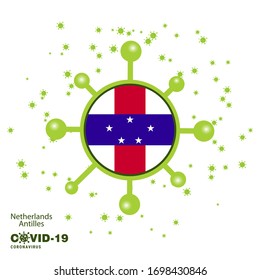 Netherlands Antilles Coronavius Flag Awareness Background. Stay home, Stay Healthy. Take care of your own health. Pray for Country