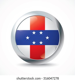 Netherlands Antilles flag button - vector illustration