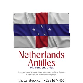 Netherlands Antilles Flag, Celebrating Independence Day. Abstract waving flag on white background Country Flag.