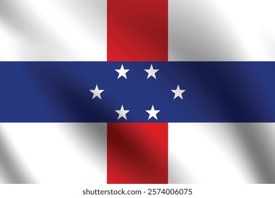 Netherlands Antilles flag official colors and proportion digital vector illustration. Pleated flag.