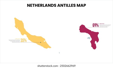 Netherlands Antilles Modern Map Percentage Infographic Template, Detailed infographic map of Netherlands Antilles