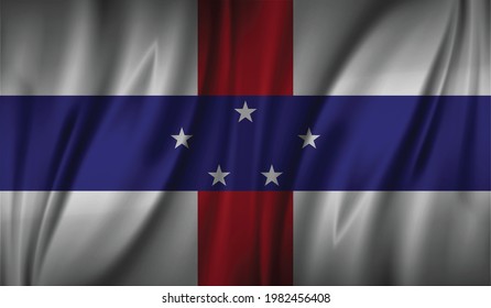 netherlands antilles wave flag, flat layout, vector illustration